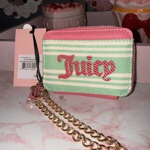Juicy Couture Paradise Square Zip CC ZA Wristlet with Gold Chain (Retro Green)